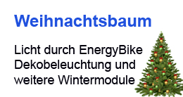 DEKOBELEUCHTUNG oder WEIHNACHTSBAUM: Licht durch Muskelkraft, mieten Sie unsere Energy Bikes & weitere Wintermodule