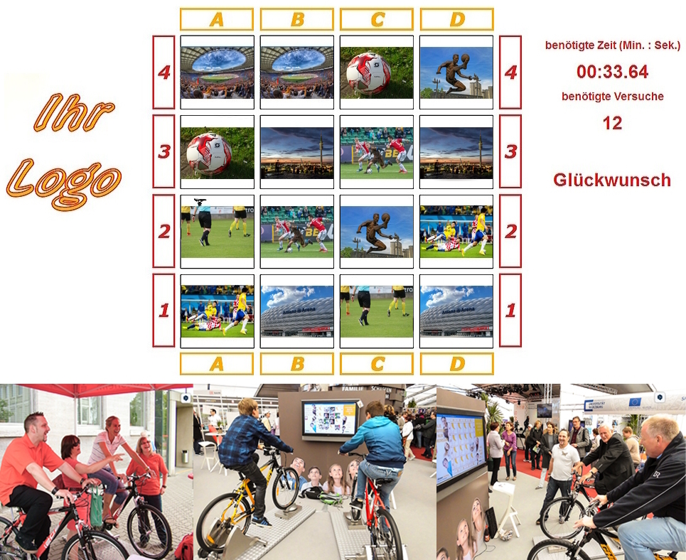 BIKE-MEMO - Bildersuchspiel mit Fussball Motiven im Team spielend zum Erfolg